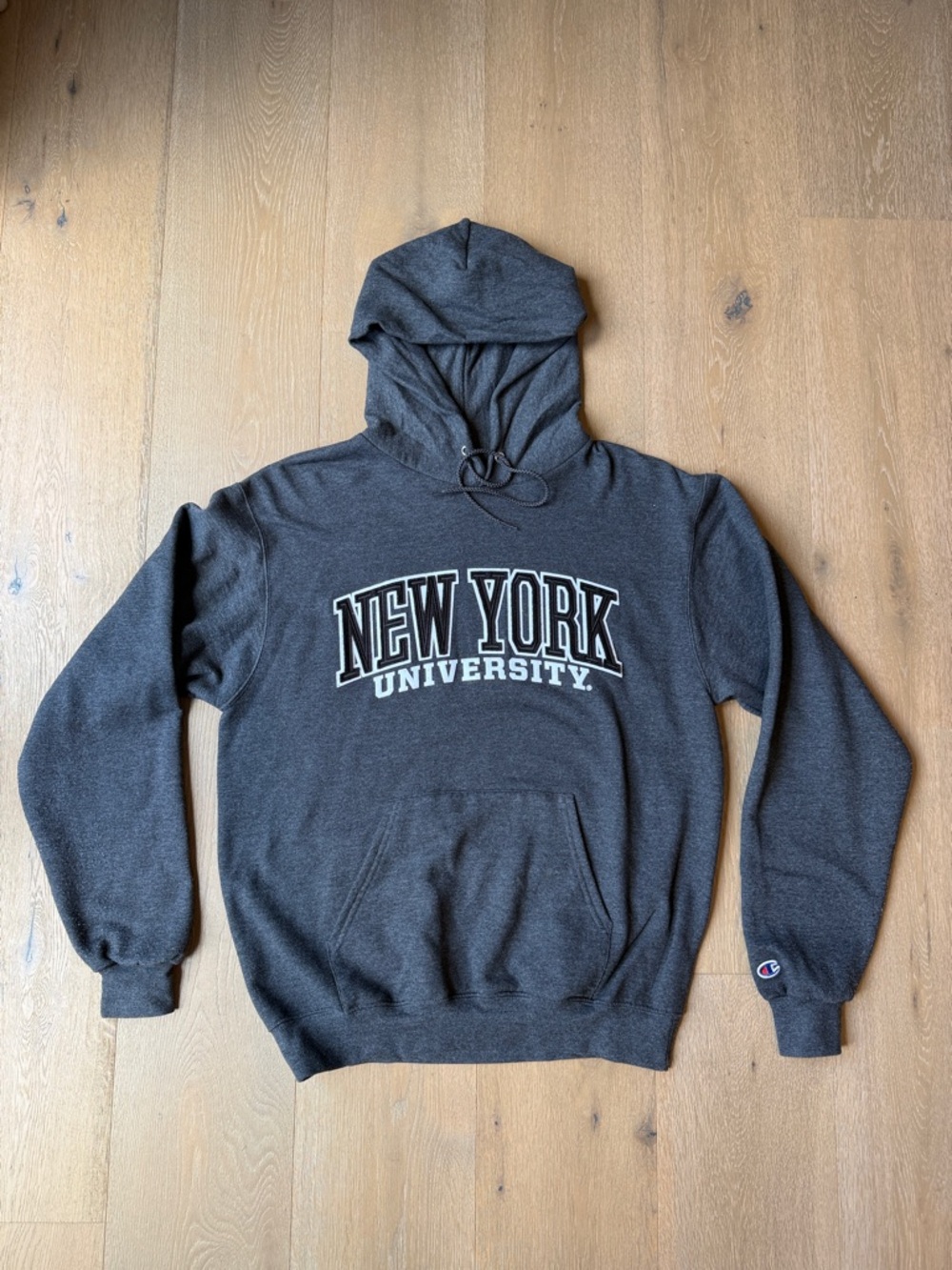 Champion Charcoal Gray New York University Hoodie